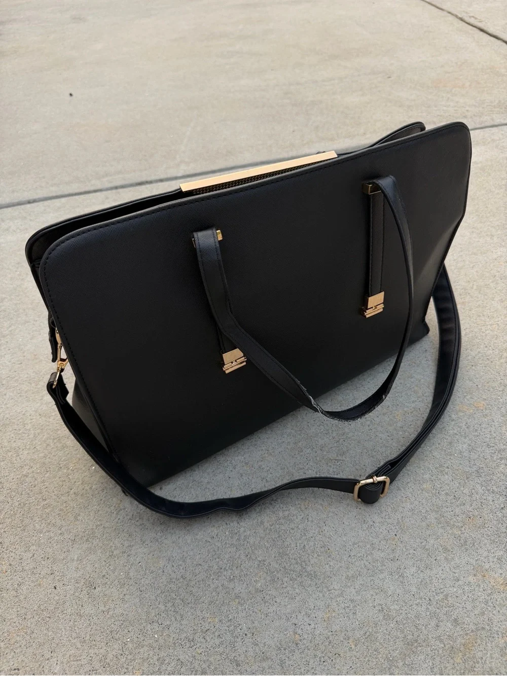 Black Laptop Work Tote Bag | Fits 15” Laptop | Crossbody & Shoulder Bag